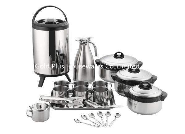 21pcs Kitchen cookware sets double wall vacuum thermos stainless steel soup pot