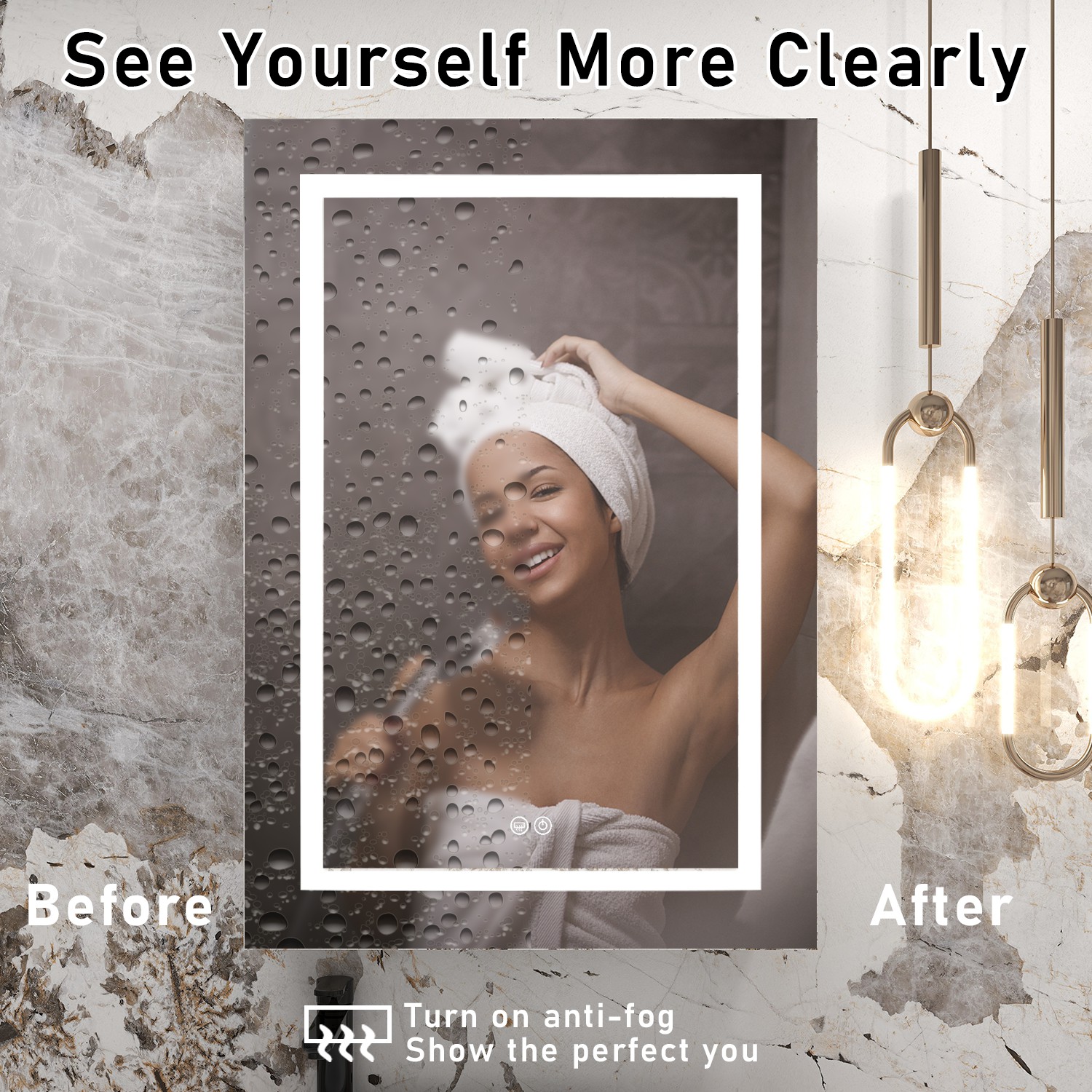 Rectangle LED Light Bathroom Wall Mirror Cabinet With Barbershop Design