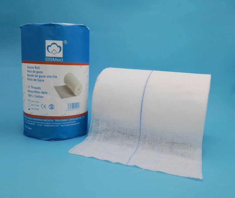 Customized Sizes Medical Absorbent 100% Hydrophile Gauze Bandage Cotton Gauze Roll