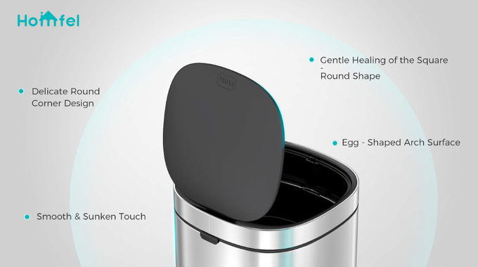 30L/40L/50L Capacity Powder Coating Office Trash Can with Touch Button Sustainable Button Open Bin