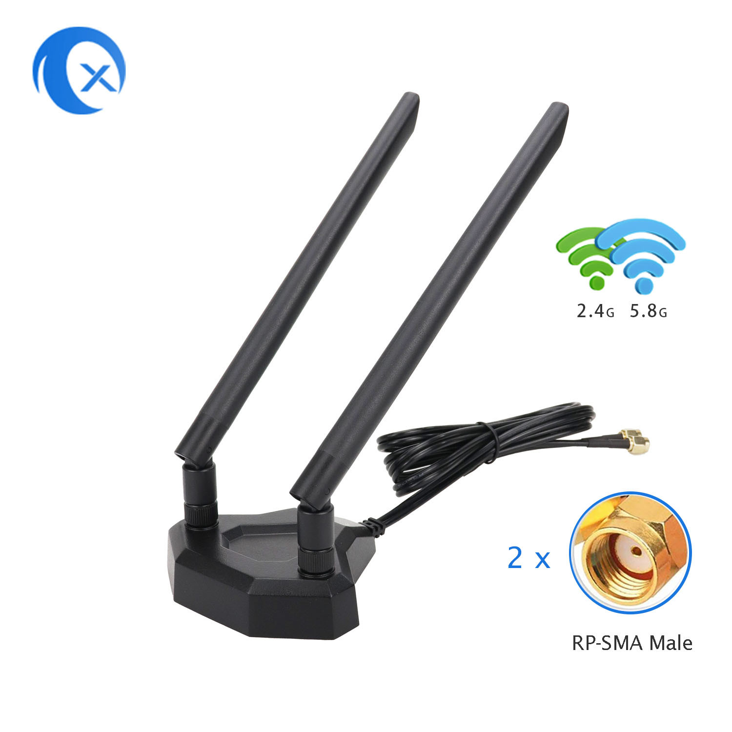 RoHS 2.4 5.8GHz Dual Band Magnetic Base Antenna 5dBi