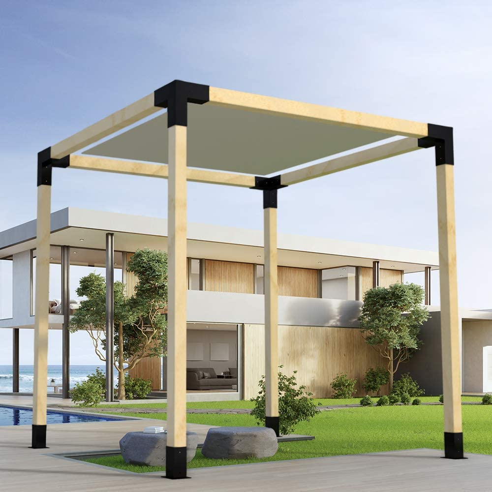 4 inch Black Powder Coating Metal Wood DIY Pergola Hardware Kit for Heavy Duty Gazebo