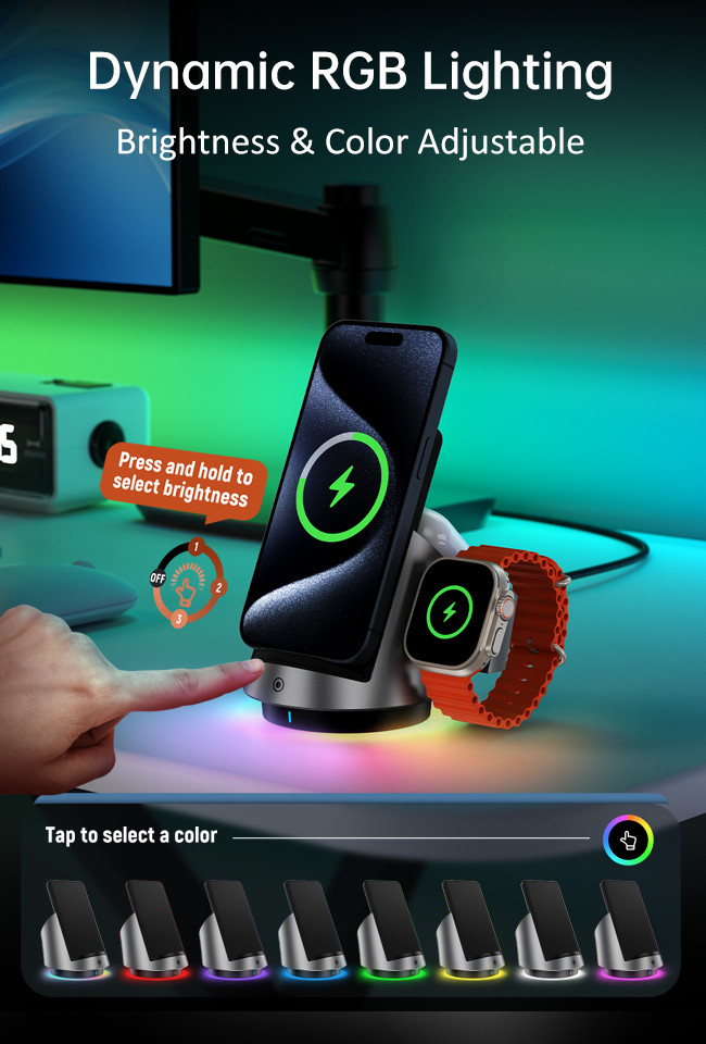 Customizable 3 In 1 Wireless Charging Station Home Apple Charging Dock