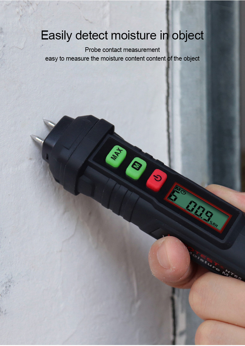 HT65 Digital Wood Moisture Meter Firewood Moisture Tester Drywall Moisture Detector Professional Moisture Content Meter