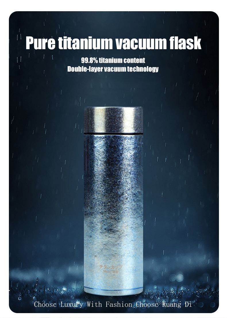 Top Grade Double-layer Vacuum Ti Water Bottle Sterilization Anti-oxidation Handmade Titanium Warm Keeping Pot