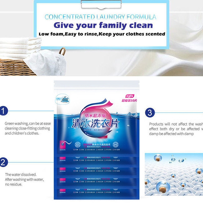 Popular Clean Water Laundry Bubble Paper Highly Active Powerful Decontamination Laundry Tablets
