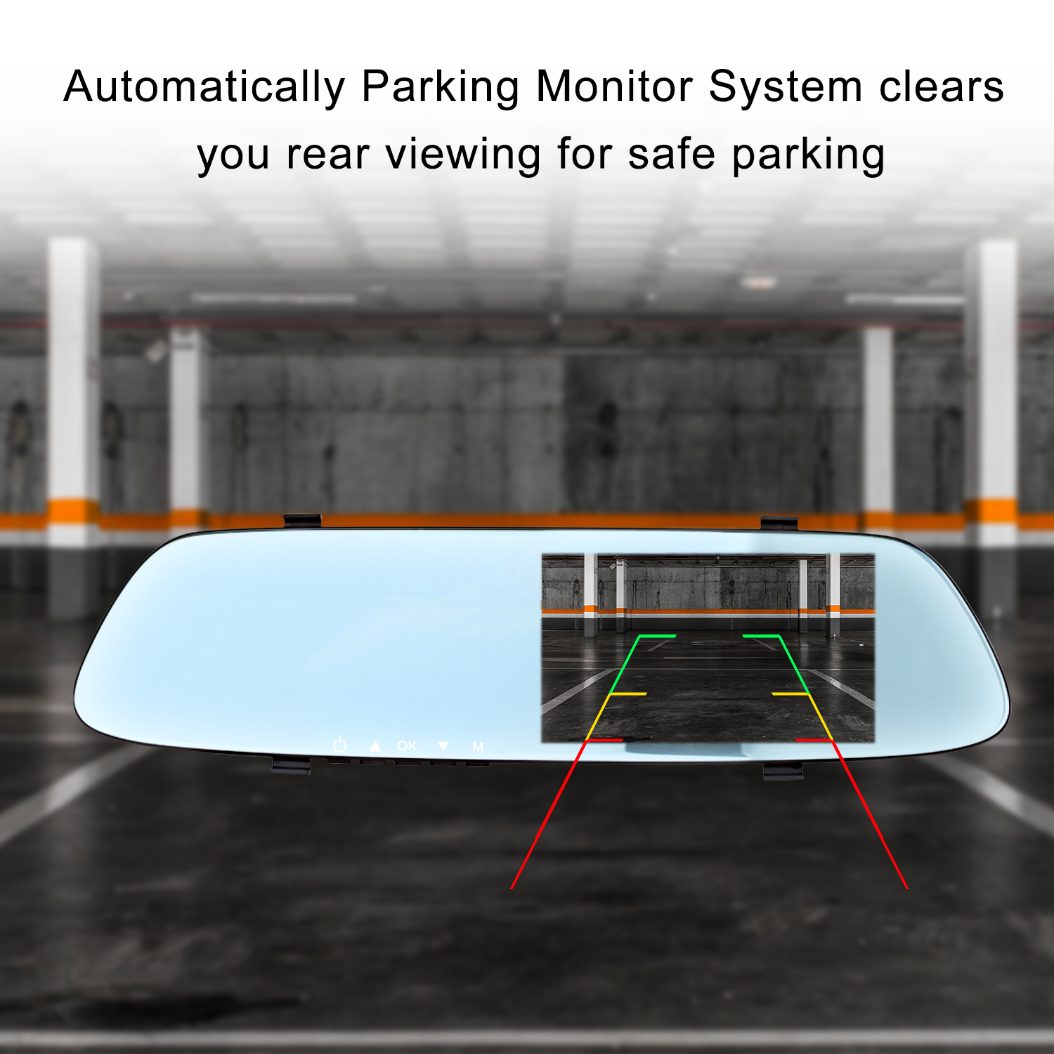 Dual Lens 1080P 5inch Vehicle Dash Cam Front And Rear View Mirror