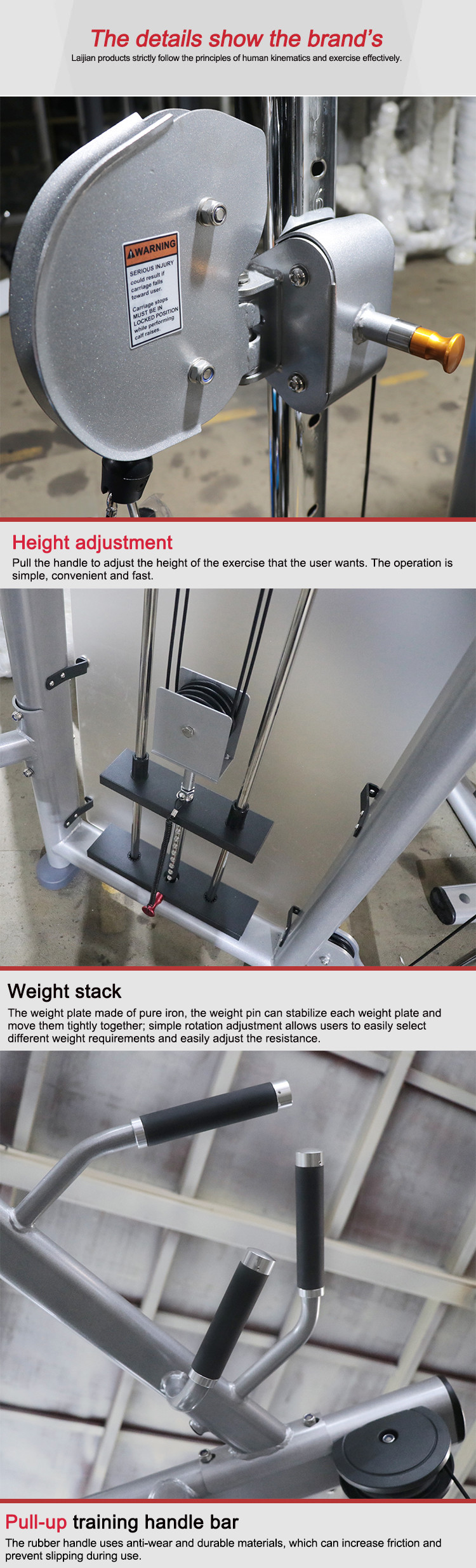 Silver Frame Dual Adjustable Gym Pulley Machine For Training