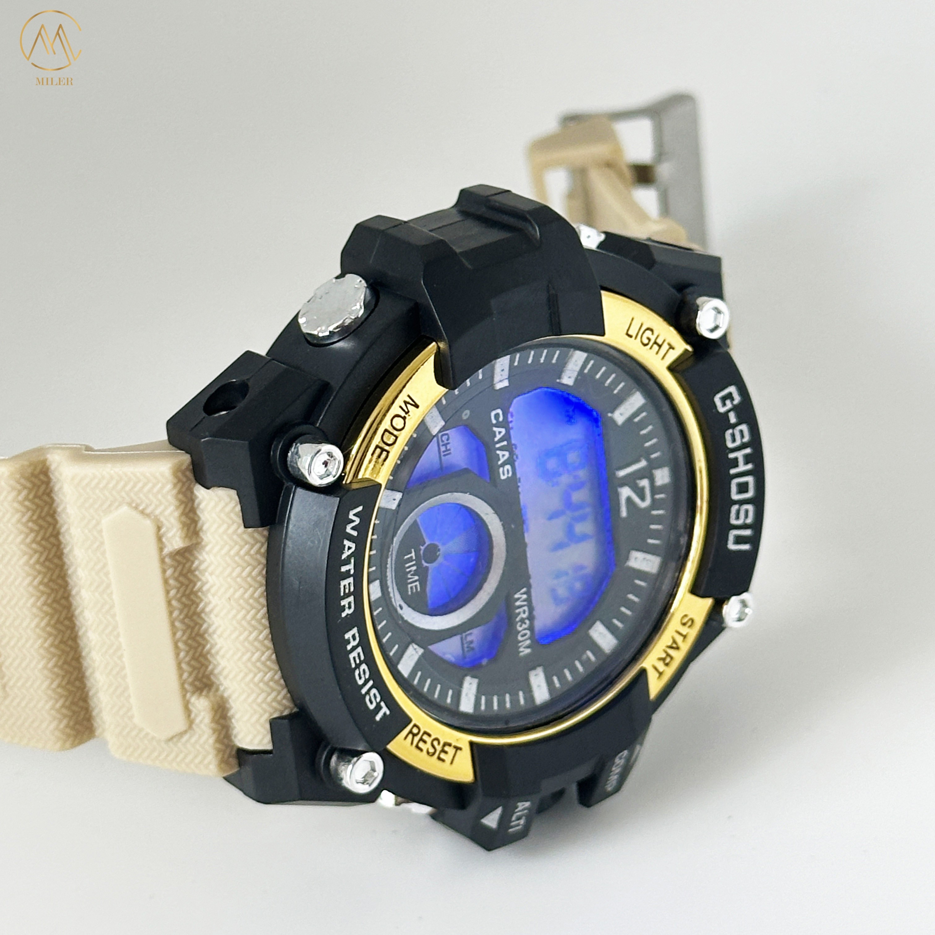 Custom Logo Digital Black Quartz Wrist Watch With Buckle Clasp 10mm Case Thickness