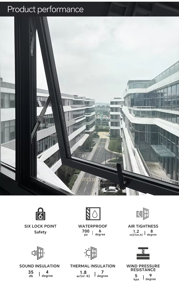 Hot Sale Modern Waterproof and Soundproof Top Hung Double Glazed Storm Aluminum Awning Windows