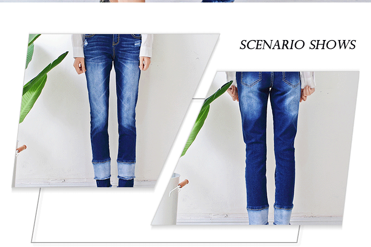 OEM Soft High Waist Women Denim Skinny Jeans Dark Blue Shrink - Resistant