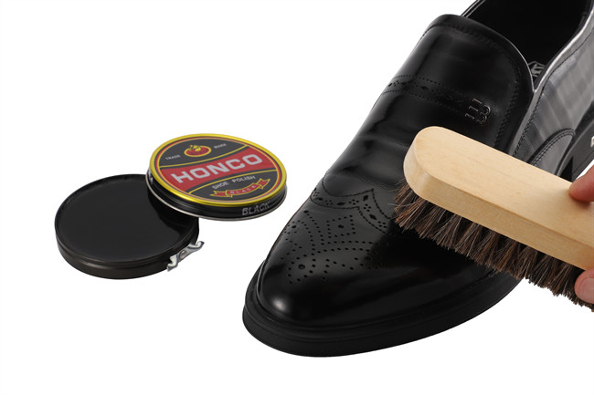 brown boot shoe brush cleaning Wooden Handle Horsehair Pighair PP Bristle Polishing Brush Size Bristle Length