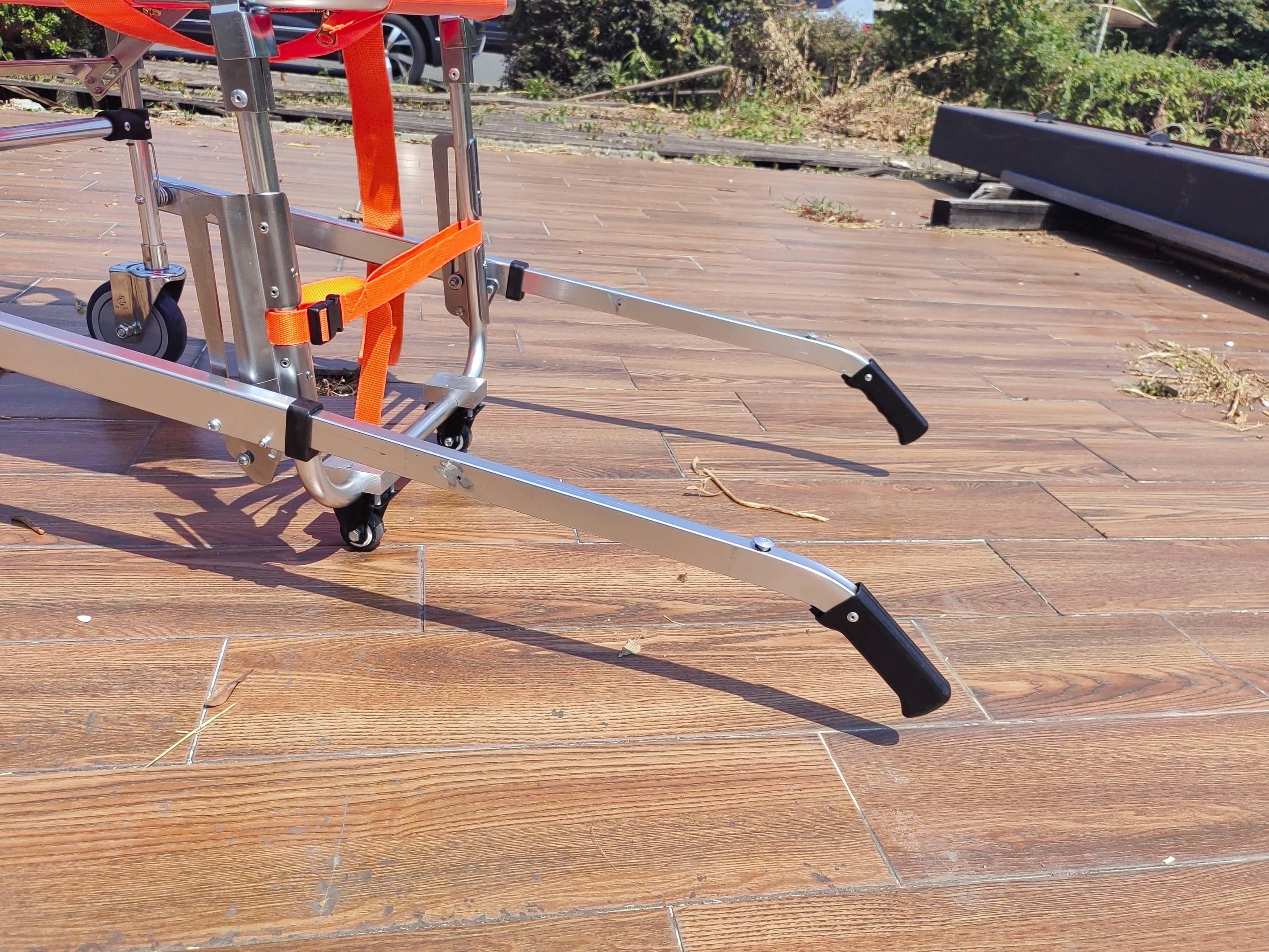 Four Wheel Aluminum Alloy Staircase Stretcher Foldable PVC Fabric For Emergency Patient Transfer