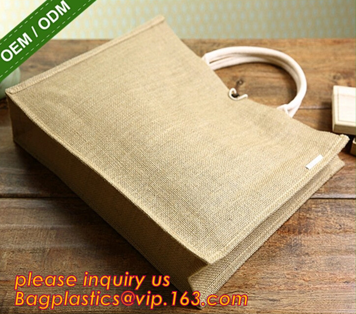 Heavy hold support Jute bag OEM Customized printing waterproof and reusable jute shopping bag with inner JUTE BAGS CARRI