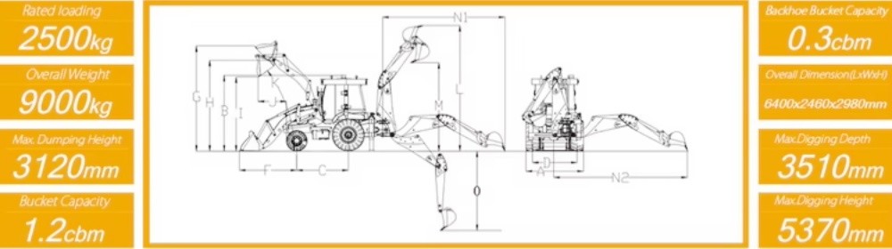 Bl90-25 Loader Machine Earth-Moving Machinery Construction Four Wheel Drive Backhoe Loader