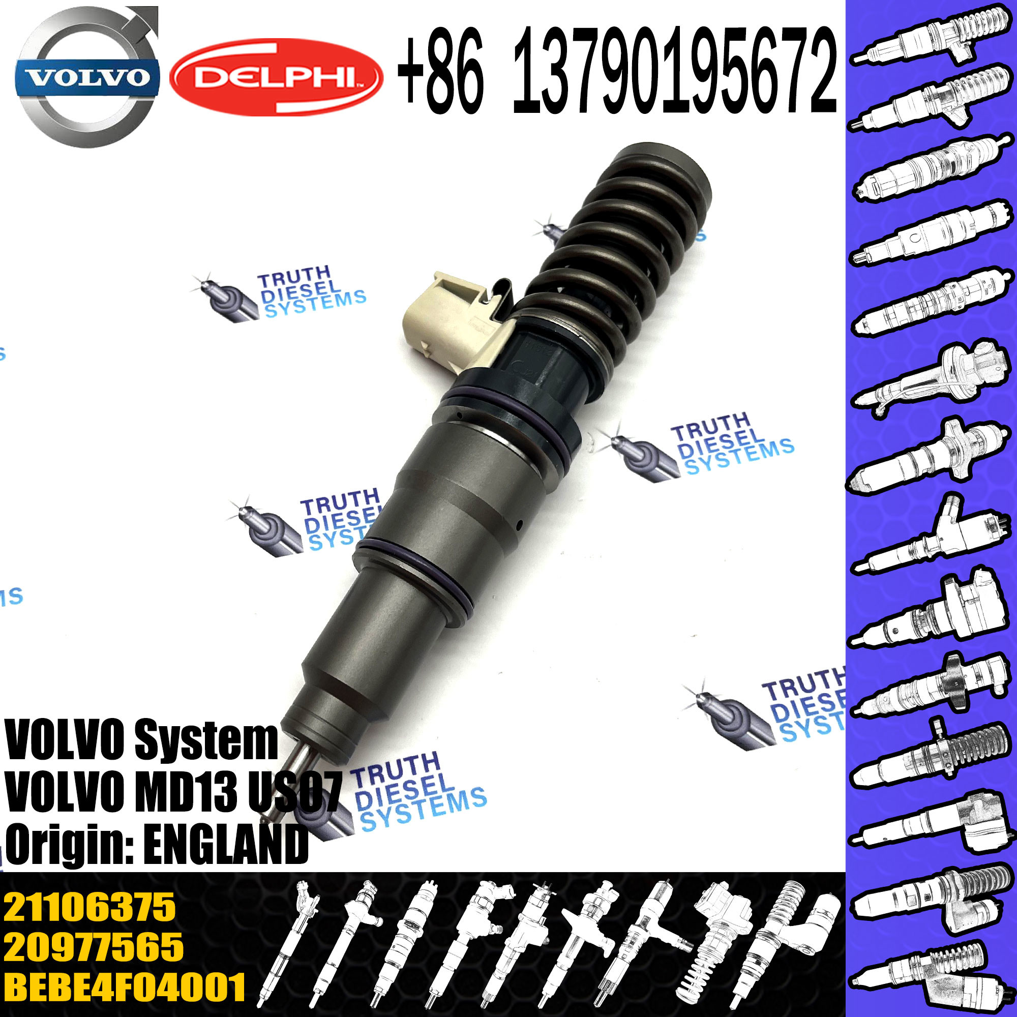 Diesel Electronic Unit Injector BEBE4F04001 BEBE4F07001 85013149 21106375 For VOL MD13 US07