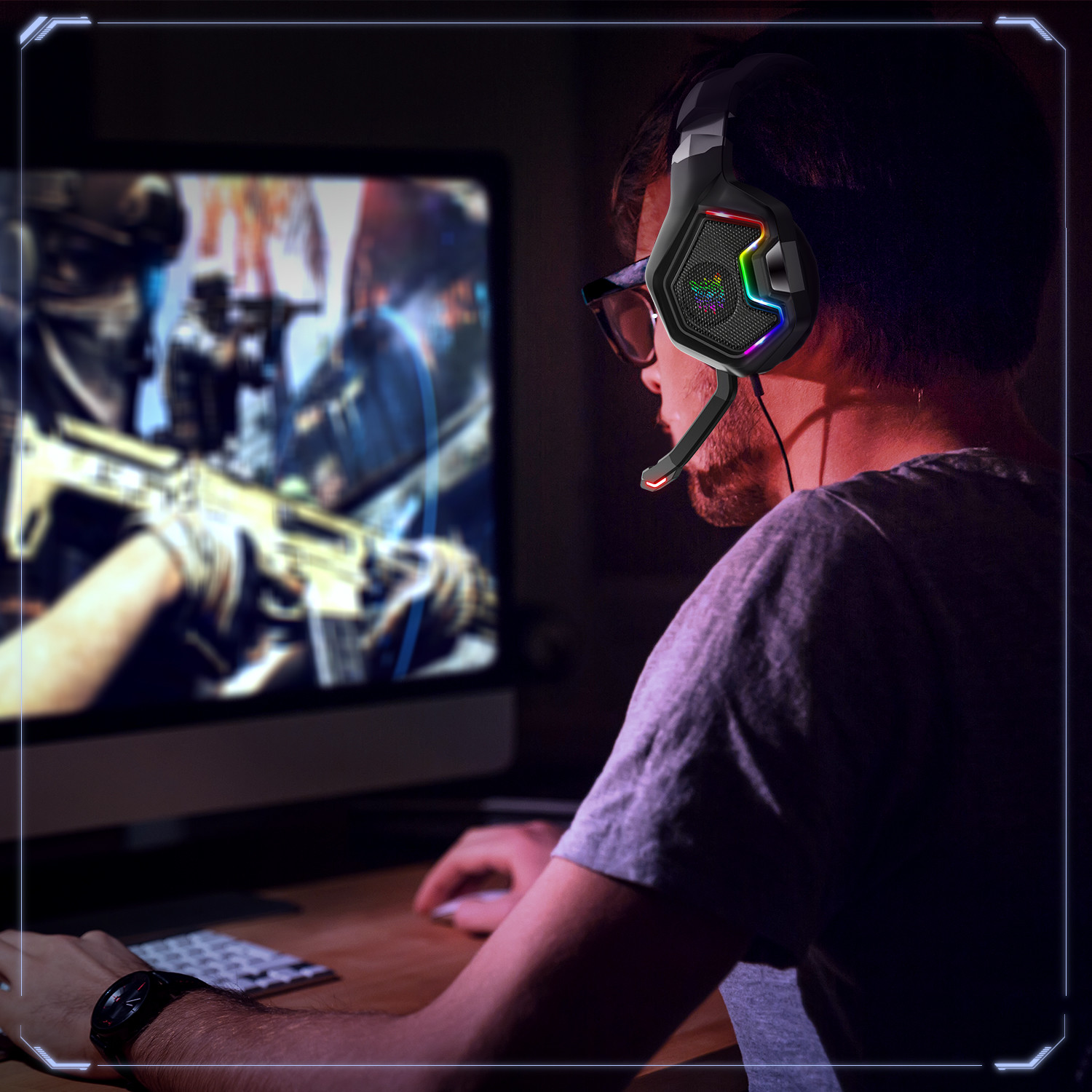FCC 2.2m Wire Ps4 Gaming Headset 100mA Onikuma K10 Pro For Gamer