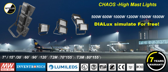 500W LED High Mast Light Fixture 2000W HPS High Pressure Sodium 4000K 5700K