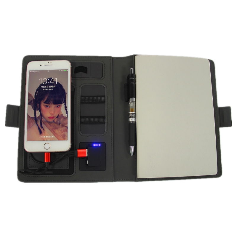 5W Waterproof Padfolio With Power Bank , Multifunctional Notebook Wireless Charger