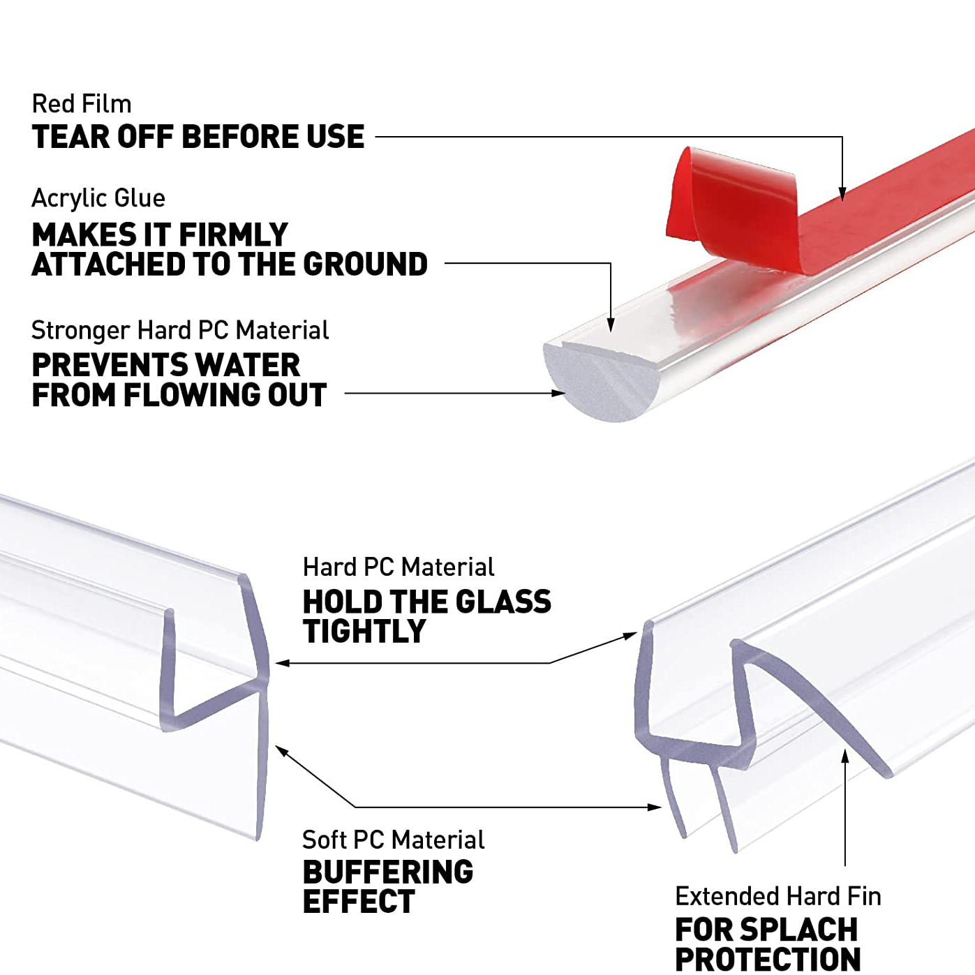 Plastic Modling Type Extruding Shower Door Strip Seals Bathroom Screen PVC Seal Strip