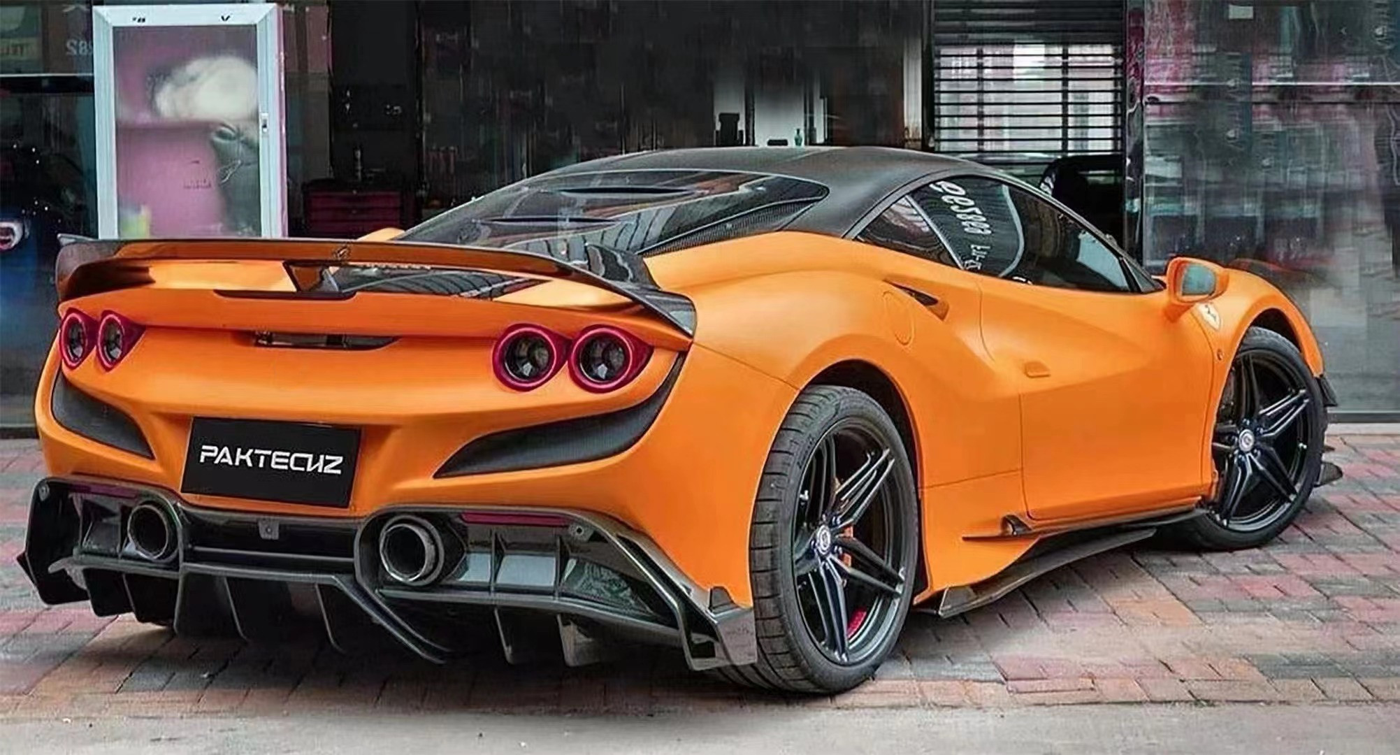 Paktechz Style Carbon Fiber Kit for Ferrari F8 Carbon Fiber Body Kit Front Shovel Rear Diffuser Spoiler