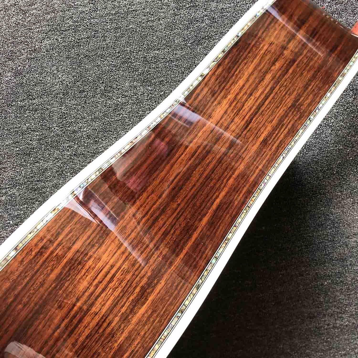 Custom Deluxe Real Abalone Binding Ebony Fingerboard Rosewood Back Side Solid Spruce Wood Acoustic Guitar