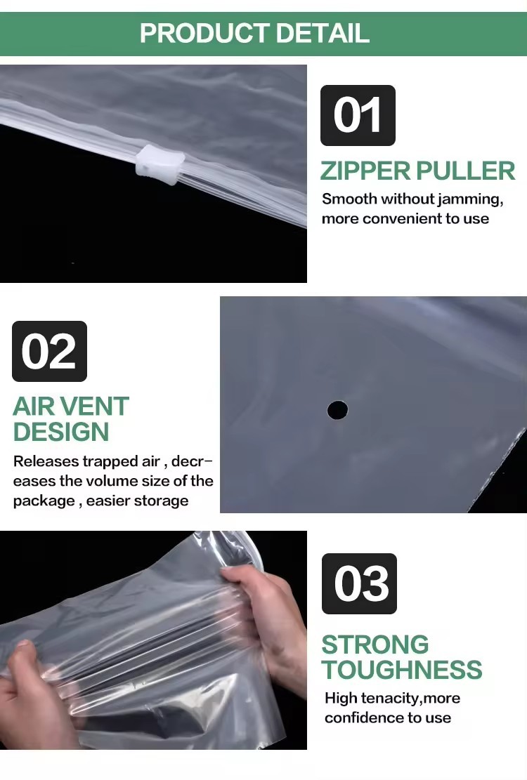 Gravure Printing Dust Resistant Clear Plastic Storage Bags With Zipper