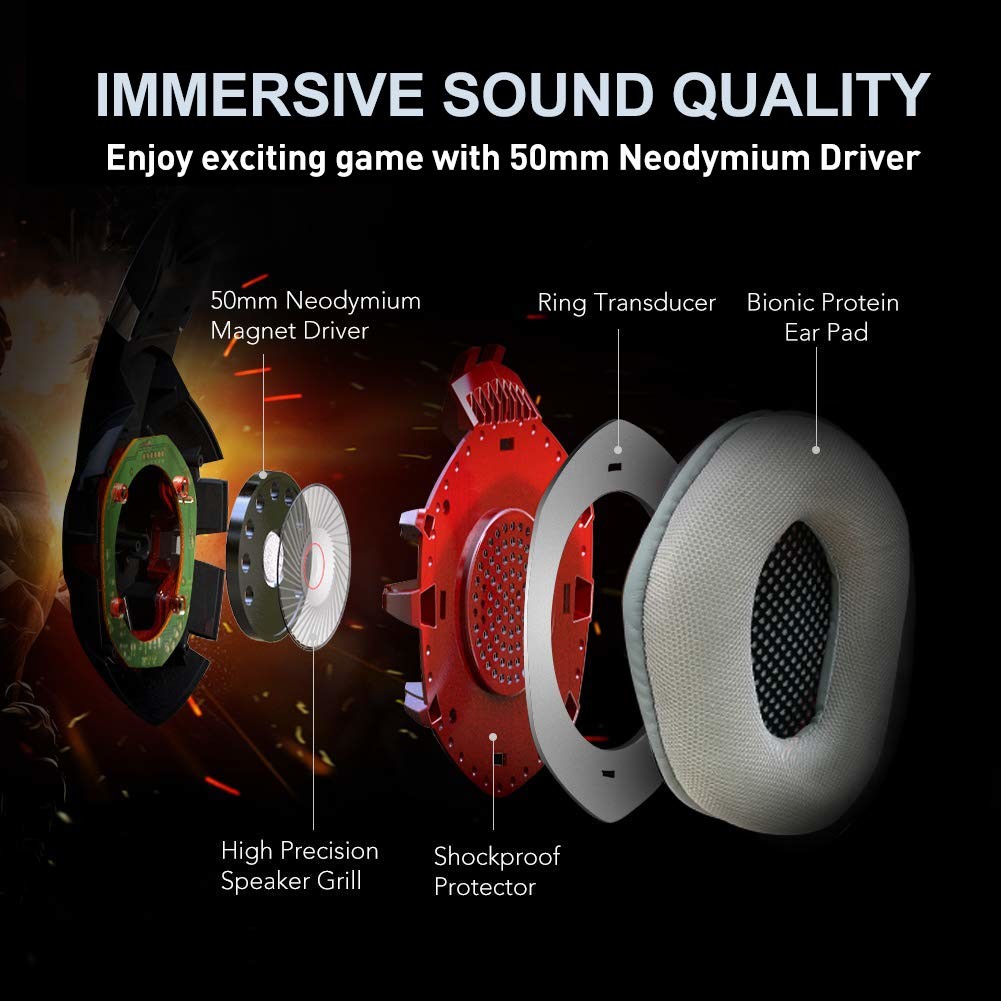 100mA 2.2kohm 117dB Bass Gaming Headphones
