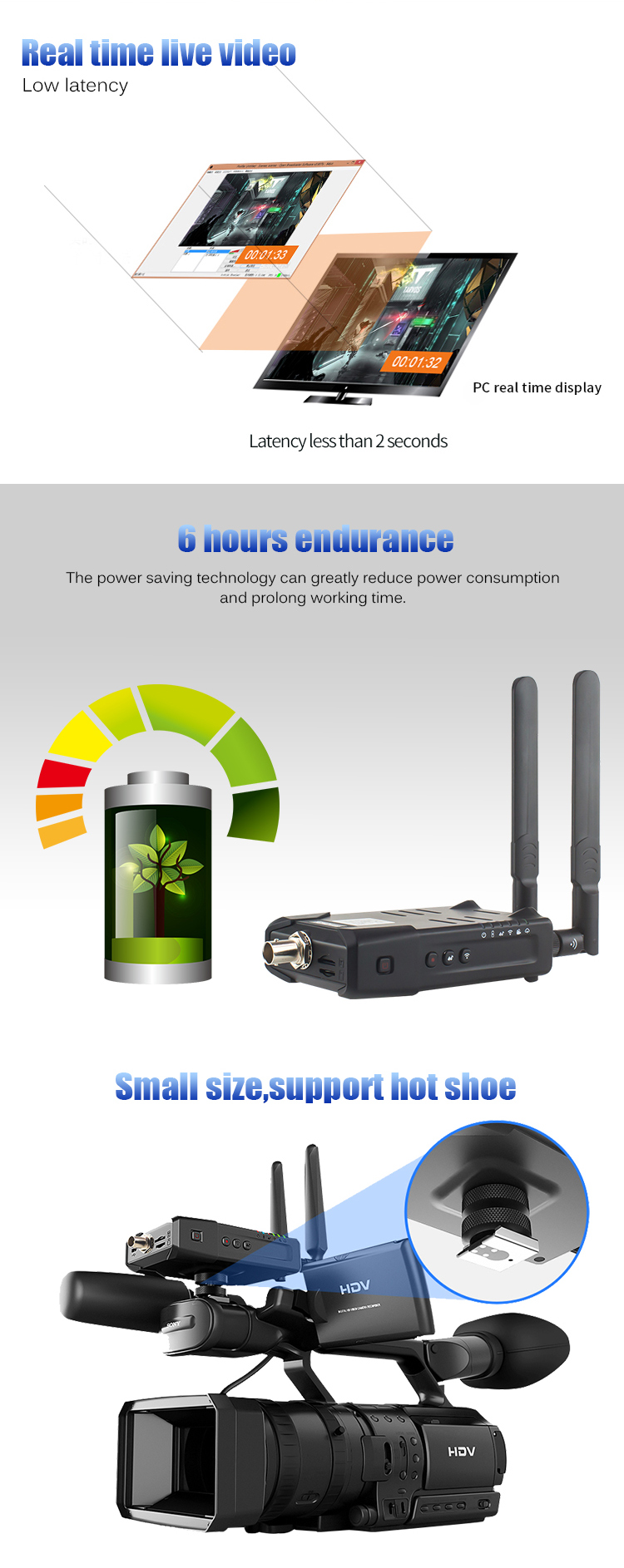 SDI Input 1080P Wireless Live Streaming Encoder For Outdoor Live Streaming Audio 3.5mm Audio