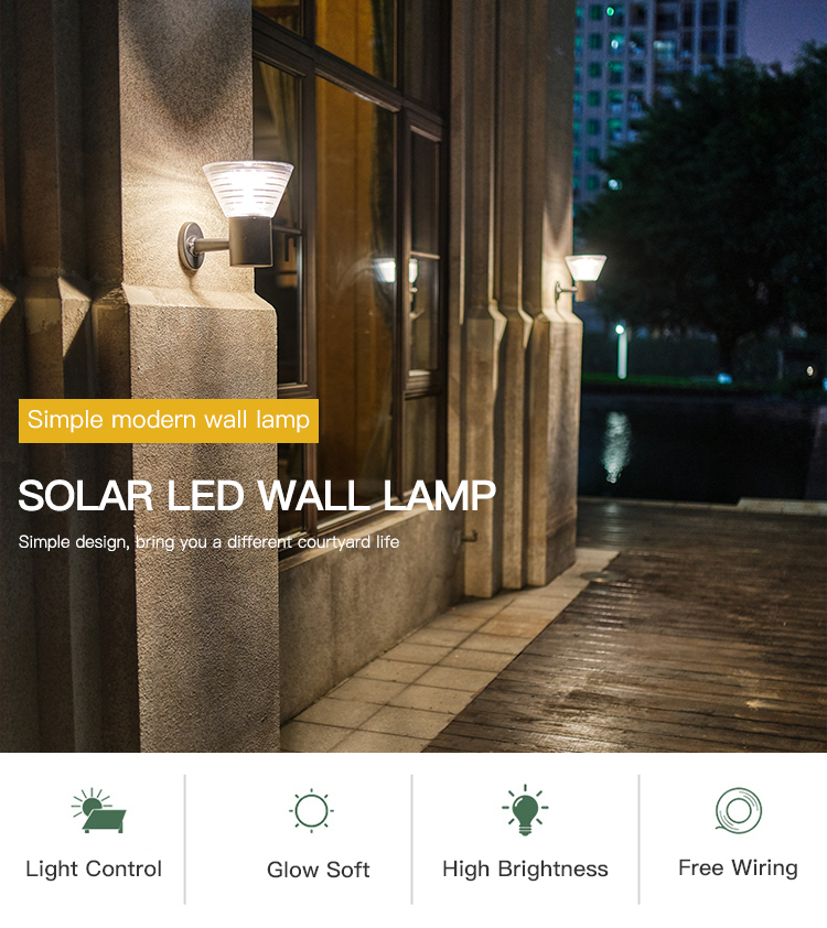 15W Aluminum Sconce Outdoor Garden Solar Light Wall Mounted With Mono Solar Panel