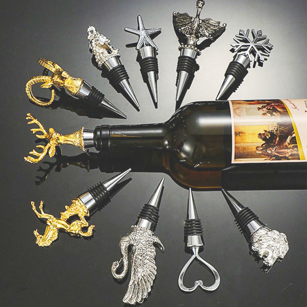 Animal Head Wine Stopper Custom Logo Zinc Alloy Metal Champagne Stopper