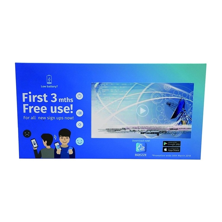 Battery operated video display custom print point of sale video display for shop advertising