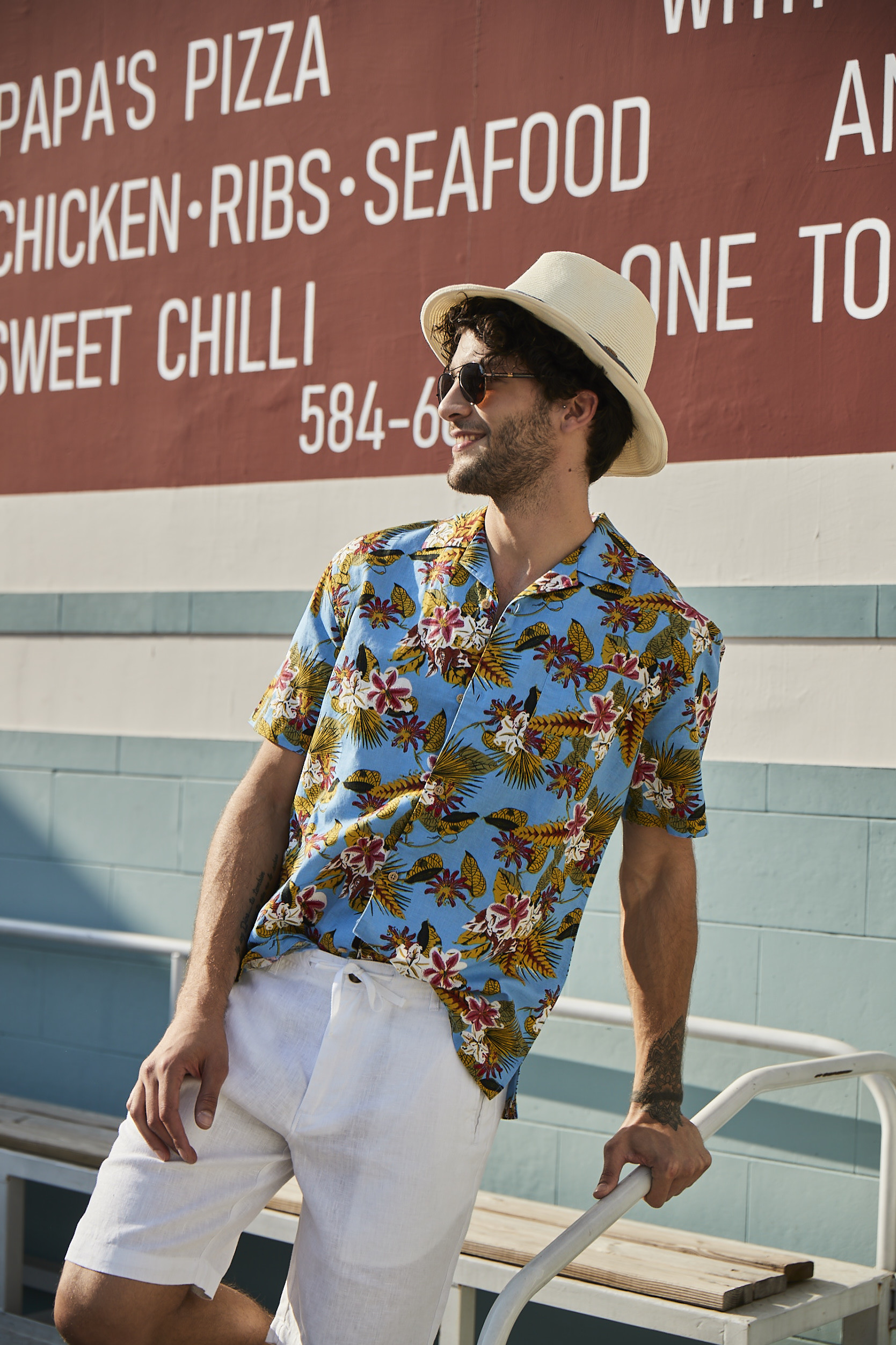 52% Linen Summer Button Up Shirts Mens Short Sleeve Hawaiian Casual Floral Shirts