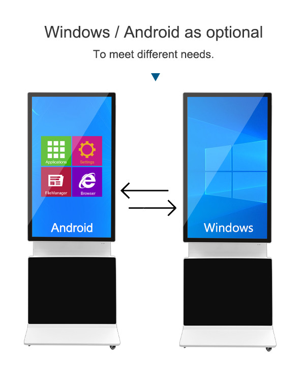 360 Degree Rotating 350nits Digital LCD Signage With Google Service