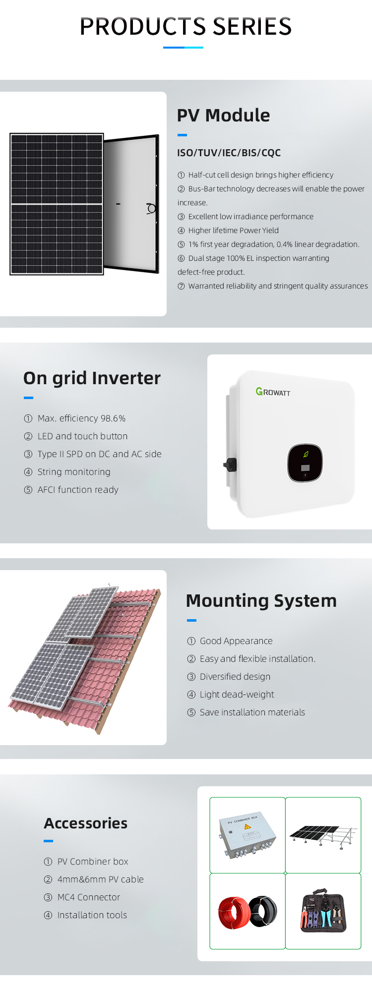 Home On Grid Solar Energy System 5KW 10KW 15KW 20KW MPPT Controller