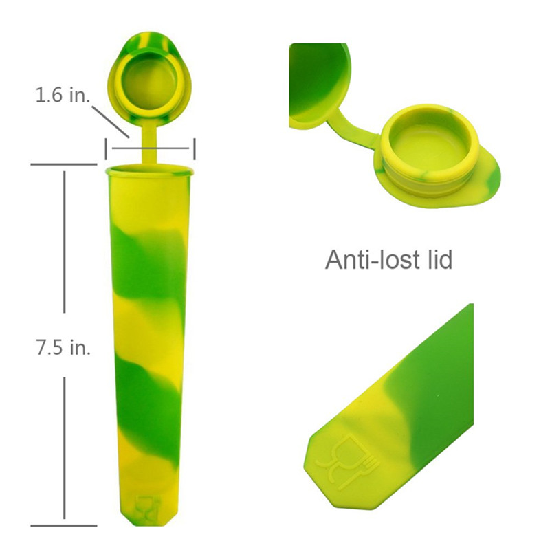 6 Pcs Multicolored Silicone Ice Mold 7.5*1.6in ice pole moulds With Attached Lids