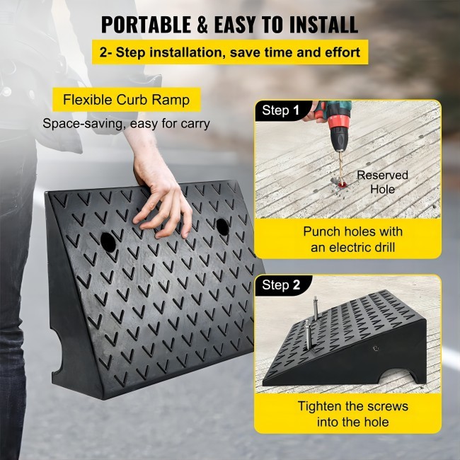 19X15in Rubber Driveway Ramps Road Safety Accessories For Wheelchairs Bikes