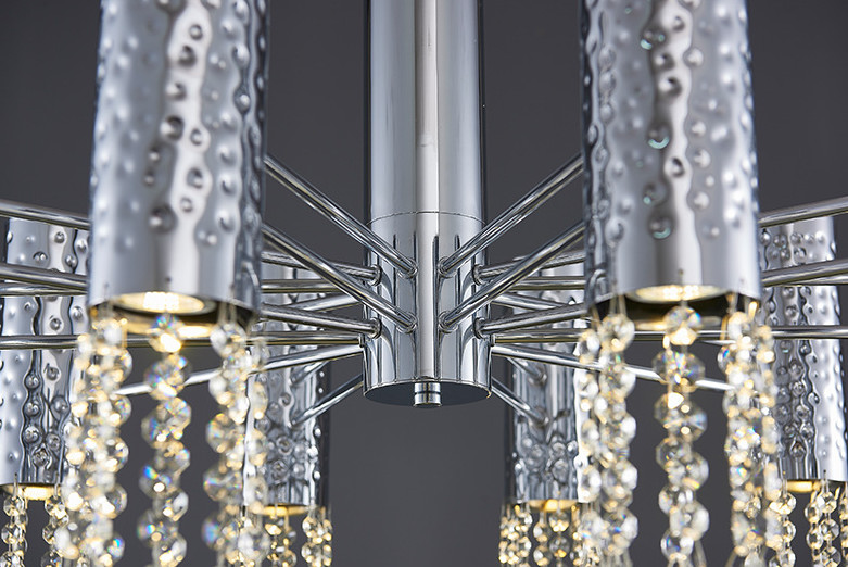 Stainless Steel Chrome Modern Crystal Ceiling Lights Adjustable 110V - 240V