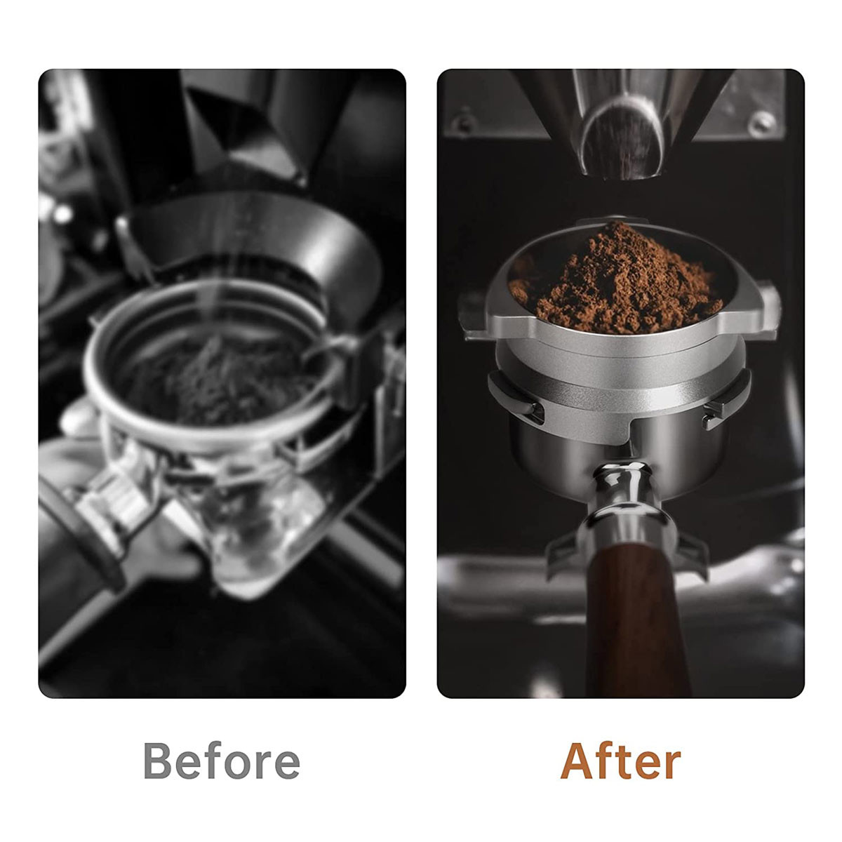 Sliver 54mm Hands Free Aluminum Coffee Dosing Funnel for Home Cafe