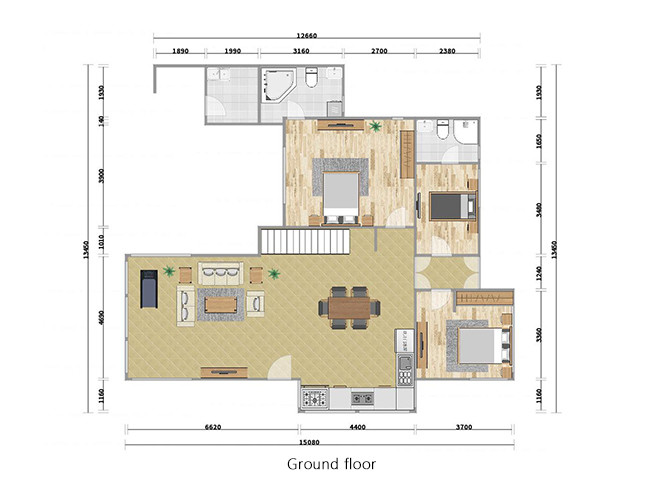 Two Story Modular Homes Prefab Villa Steel Frame House With Beautiful Decoration