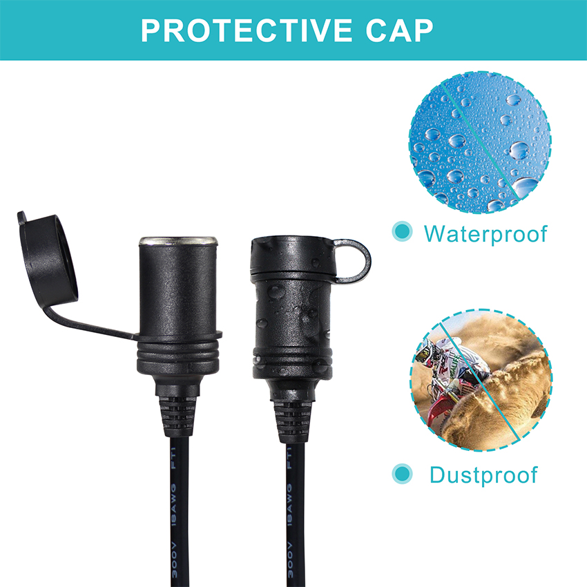 Car Cigarette Lighter Charger with Switch and Male To Female Connector