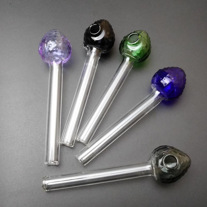Strawberry Glass Smoking Pipe Multicolored 2mm Thickness Compact Type