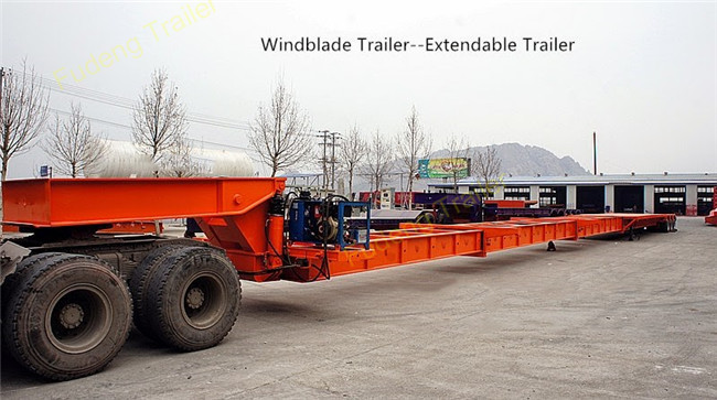 Steel Extendable Lowboy Trailer For 18 / 46 / 56 Meters Windmill Turbine Blade