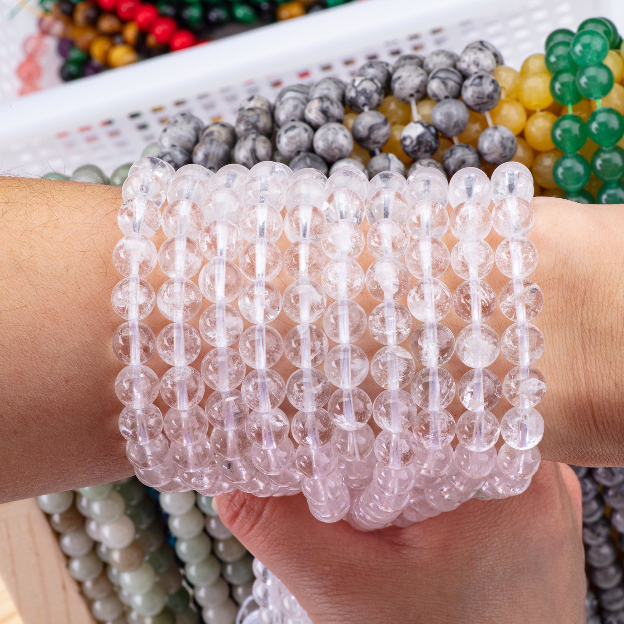 Round Clear Quartz Bead Healing Crystal Beads For Jewelry Making