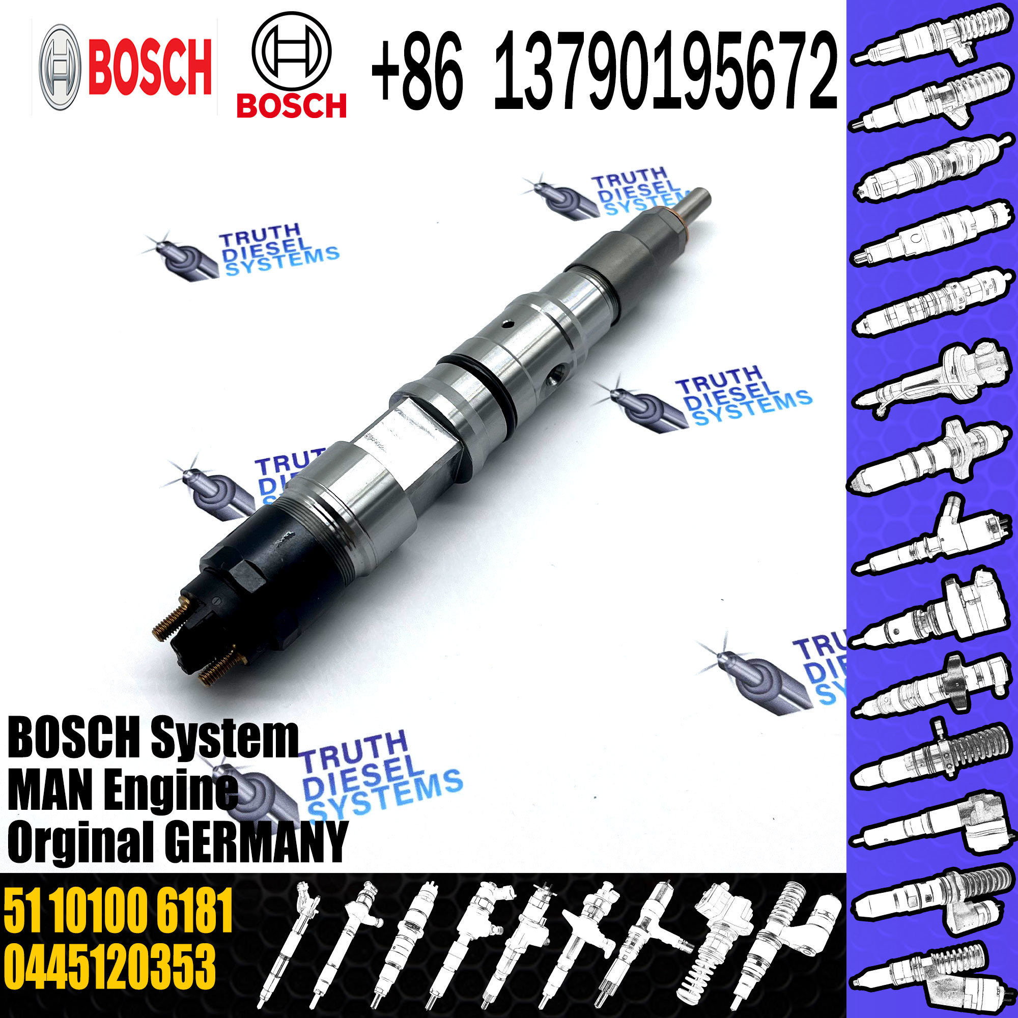 Fuel Injector Diesel 0 445 120 353 0445120353 Common Rail Fuel Injection 51101006181 0986435593