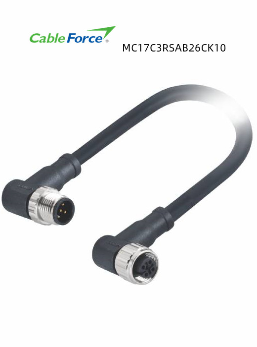 17 Pin Sensor M12 A Coded Connector Angled Molded With 1M UnShielded Cable