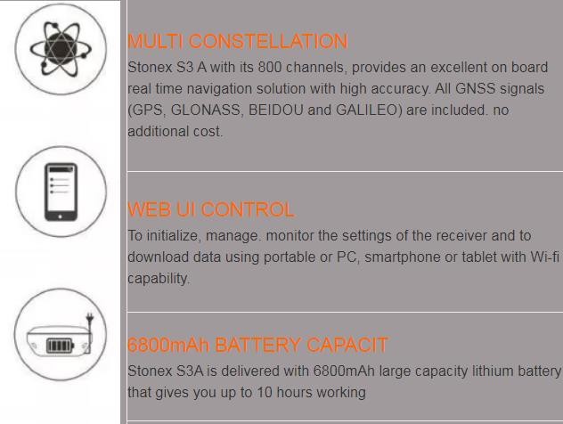 IP67 Stonex Brand 800 Channels GPS IMU Tilt Base And Rover RTK GNSS Stonex S850A/S3A