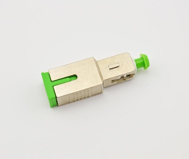 SC/APC Singlemode Fixed Fiber Optic Attenuator, Male-Female, with precise attenuation values of 5dB/10dB/15dB