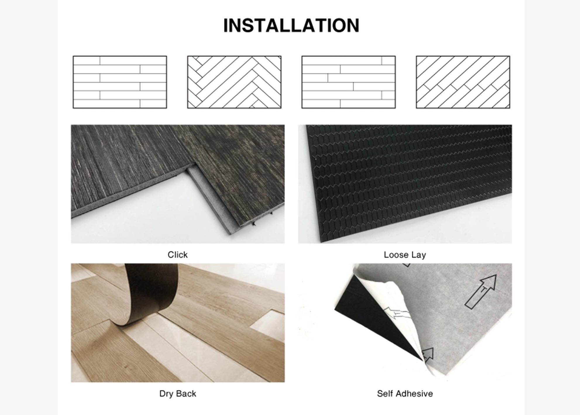 Shopping Mall Commercial Vinyl Tile Thickness 3mm Anti Fire Stable Homes