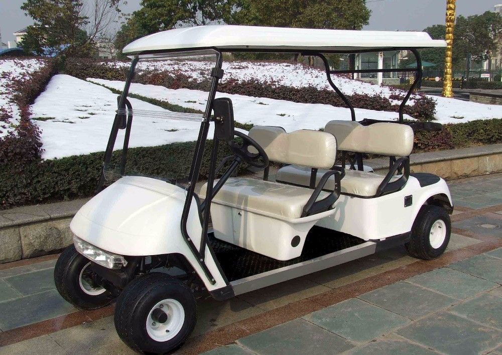White Color Powerful 4 Wheel Drive 4 Person Electric Golf Carts With 48V Trojan Battery